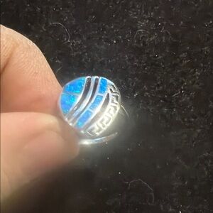 Sterling Silver and Blue opal Women's Ring